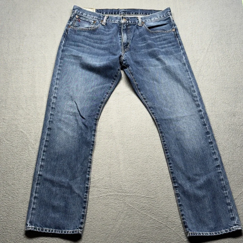 Polo Ralph Lauren Varick Slim Straight Jeans Mens 35x32 Blue Cotton Denim RL